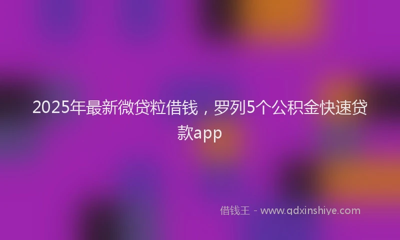 2025年最新微贷粒借钱，罗列5个公积金快速贷款app