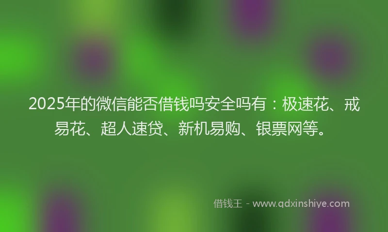 2025年的微信能否借钱吗安全吗有：极速花、戒易花、超人速贷、新机易购、银票网等。