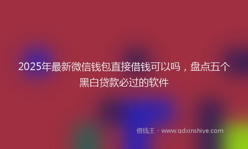 2025年最新微信钱包直接借钱可以吗，盘点五个黑白贷款必过的软件