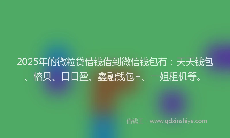 2025年的微粒贷借钱借到微信钱包有：天天钱包、榕贝、日日盈、鑫融钱包+、一姐租机等。