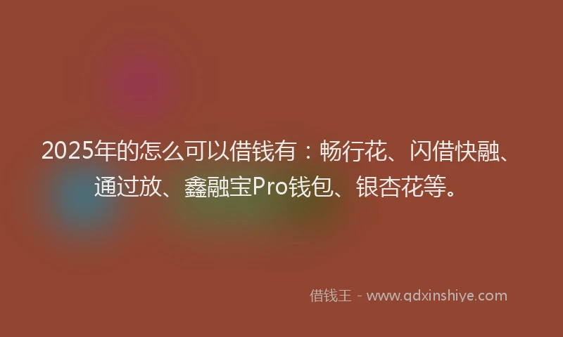 2025年的怎么可以借钱有：畅行花、闪借快融、通过放、鑫融宝Pro钱包、银杏花等。