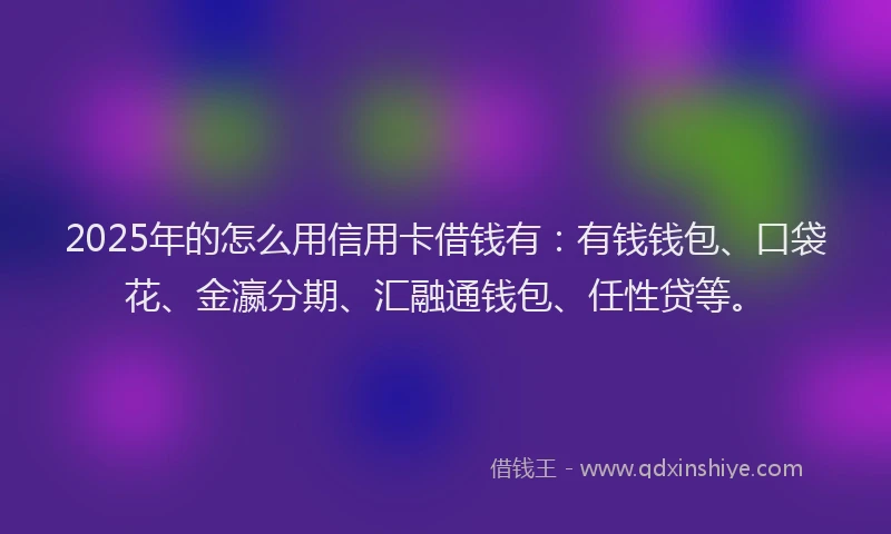 2025年的怎么用信用卡借钱有：有钱钱包、口袋花、金瀛分期、汇融通钱包、任性贷等。