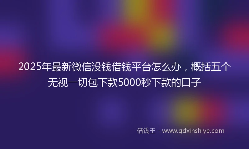 2025年最新微信没钱借钱平台怎么办，概括五个无视一切包下款5000秒下款的口子