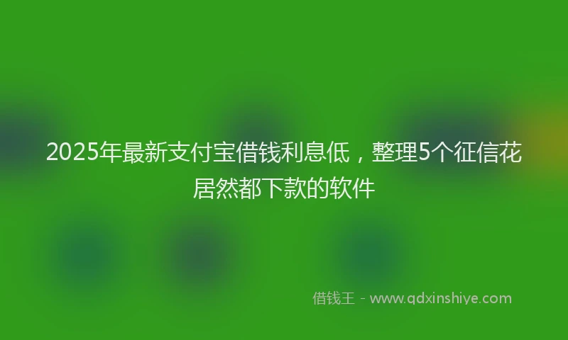 2025年最新支付宝借钱利息低，整理5个征信花居然都下款的软件