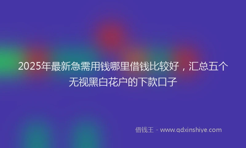 2025年最新急需用钱哪里借钱比较好，汇总五个无视黑白花户的下款口子