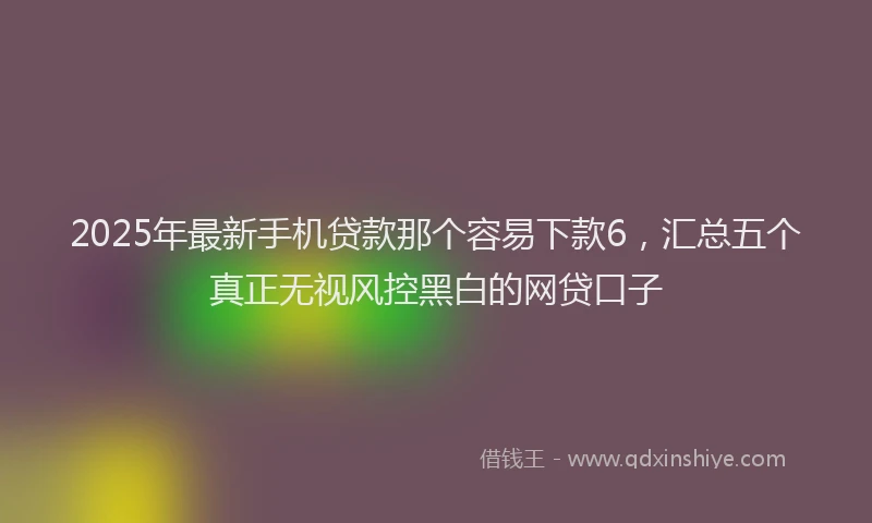 2025年最新手机贷款那个容易下款6，汇总五个真正无视风控黑白的网贷口子