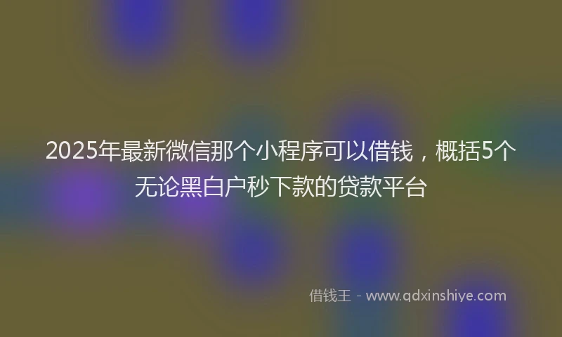 2025年最新微信那个小程序可以借钱，概括5个无论黑白户秒下款的贷款平台