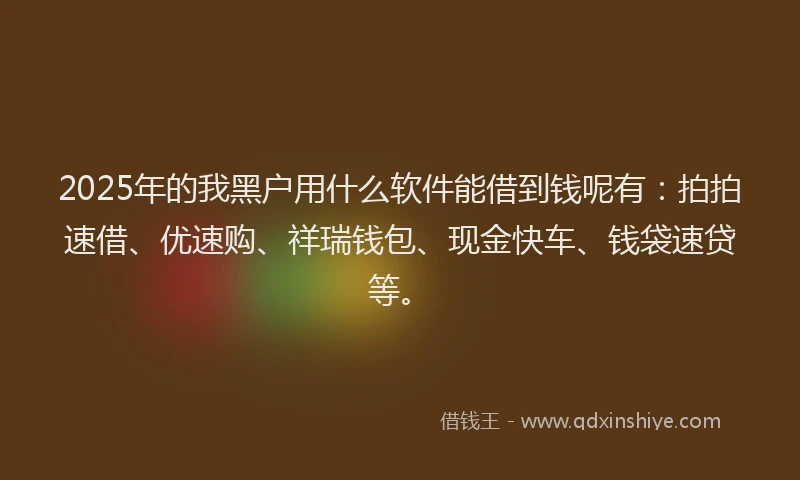 2025年的我黑户用什么软件能借到钱呢有：拍拍速借、优速购、祥瑞钱包、现金快车、钱袋速贷等。
