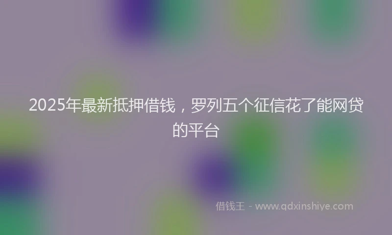 2025年最新抵押借钱，罗列五个征信花了能网贷的平台