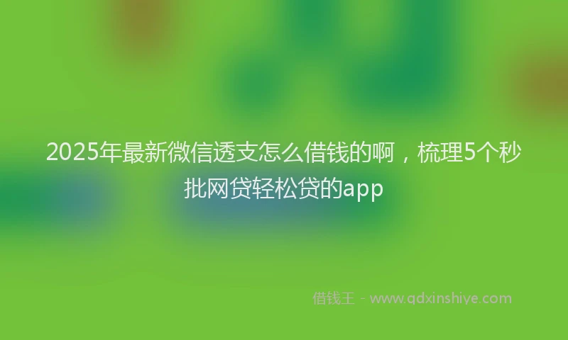 2025年最新微信透支怎么借钱的啊，梳理5个秒批网贷轻松贷的app