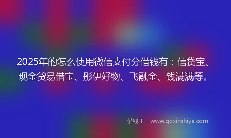 2025年的怎么使用微信支付分借钱有：信贷宝、现金贷易借宝、彤伊好物、飞融金、钱满满等。