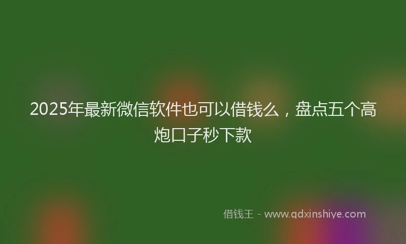 2025年最新微信软件也可以借钱么，盘点五个高炮口子秒下款