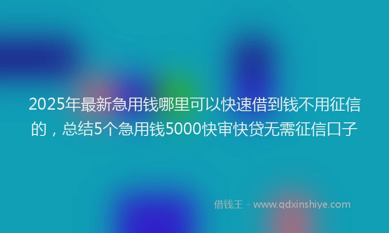 2025年最新急用钱哪里可以快速借到钱不用征信的，总结5个急用钱5000快审快贷无需征信口子