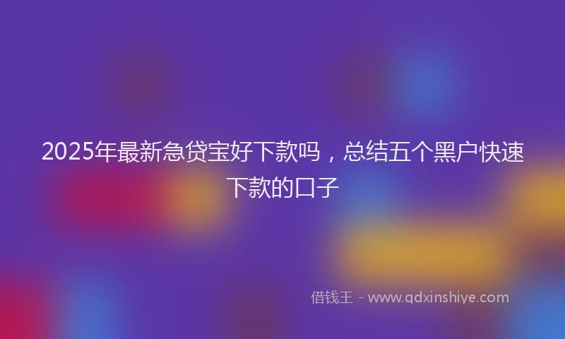 2025年最新急贷宝好下款吗，总结五个黑户快速下款的口子