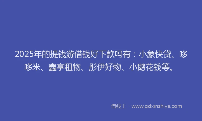 2025年的提钱游借钱好下款吗有：小象快贷、哆哆米、鑫享租物、彤伊好物、小鹅花钱等。