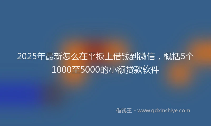 2025年最新怎么在平板上借钱到微信，概括5个1000至5000的小额贷款软件