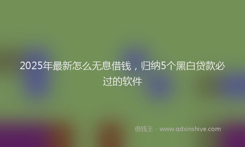 2025年最新怎么无息借钱，归纳5个黑白贷款必过的软件