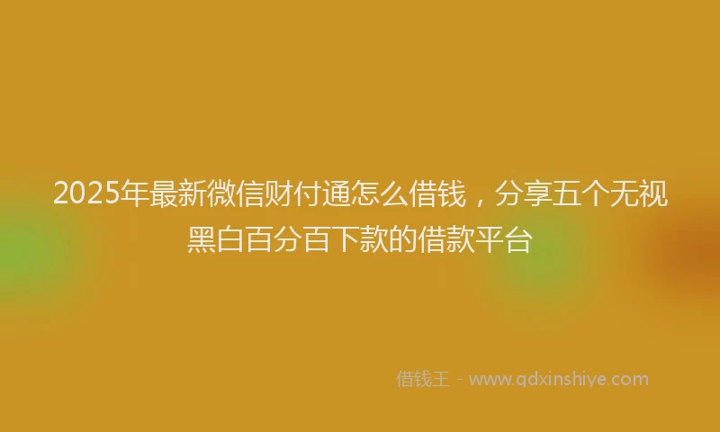 2025年最新微信财付通怎么借钱，分享五个无视黑白百分百下款的借款平台