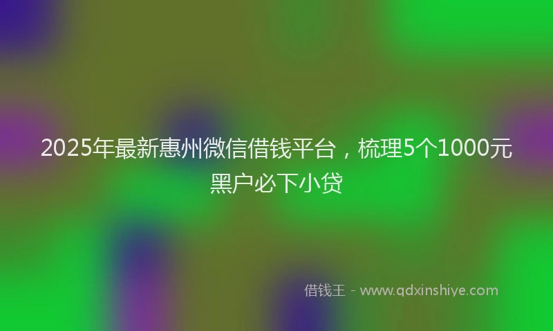 2025年最新惠州微信借钱平台，梳理5个1000元黑户必下小贷