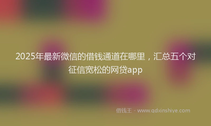 2025年最新微信的借钱通道在哪里，汇总五个对征信宽松的网贷app