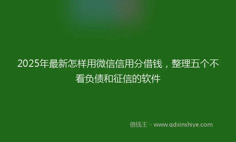 2025年最新怎样用微信信用分借钱，整理五个不看负债和征信的软件