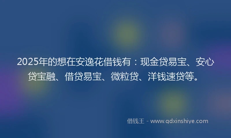 2025年的想在安逸花借钱有：现金贷易宝、安心贷宝融、借贷易宝、微粒贷、洋钱速贷等。