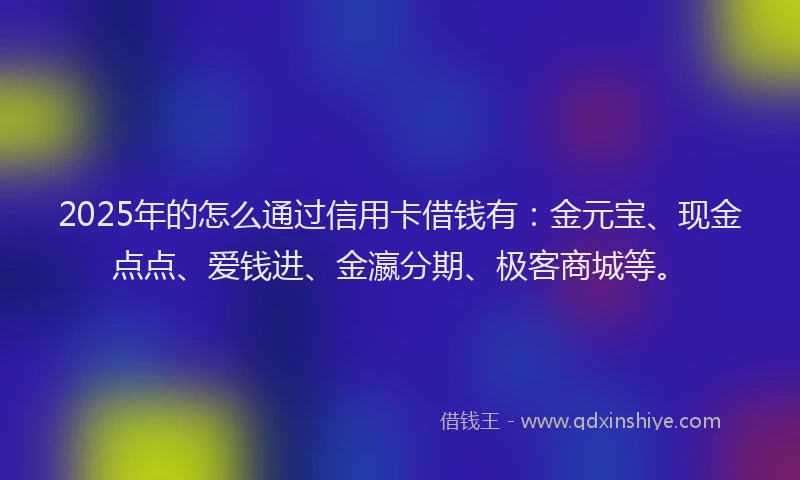 2025年的怎么通过信用卡借钱有：金元宝、现金点点、爱钱进、金瀛分期、极客商城等。