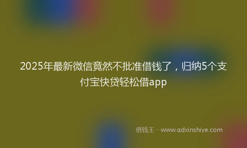 2025年最新微信竟然不批准借钱了，归纳5个支付宝快贷轻松借app