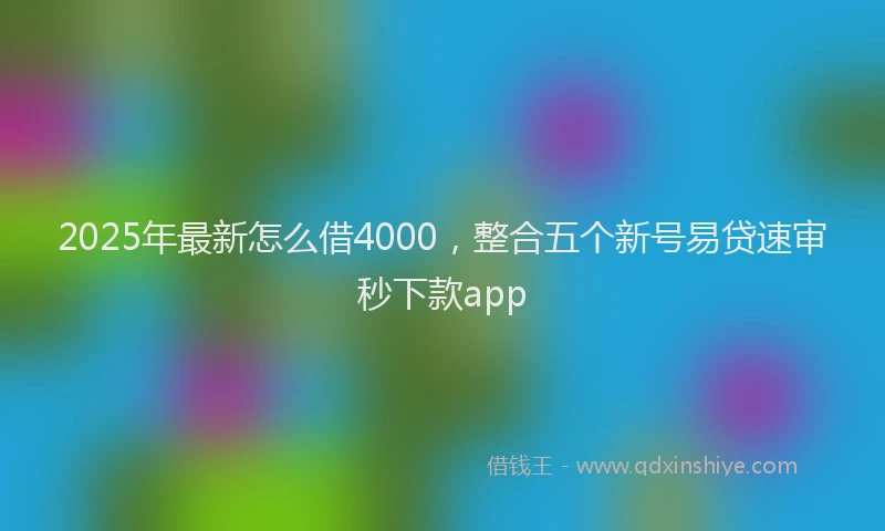 2025年最新怎么借4000，整合五个新号易贷速审秒下款app
