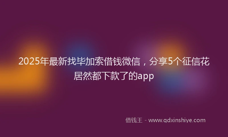 2025年最新找毕加索借钱微信，分享5个征信花居然都下款了的app