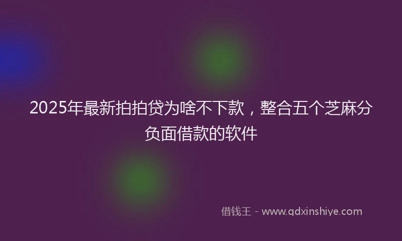 2025年最新拍拍贷为啥不下款，整合五个芝麻分负面借款的软件