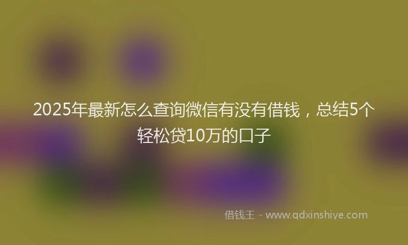 2025年最新怎么查询微信有没有借钱，总结5个轻松贷10万的口子