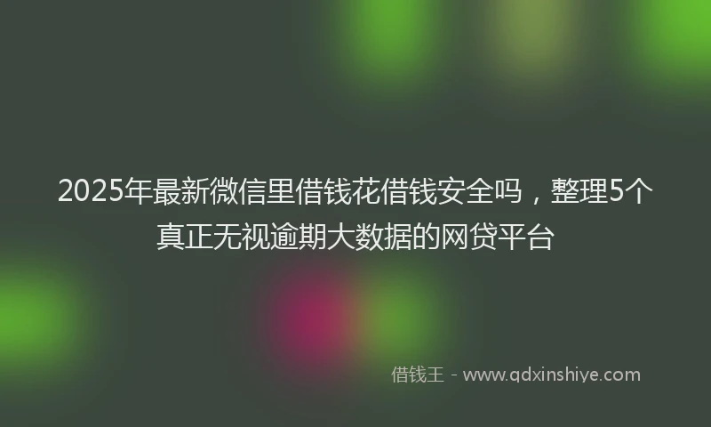 2025年最新微信里借钱花借钱安全吗，整理5个真正无视逾期大数据的网贷平台