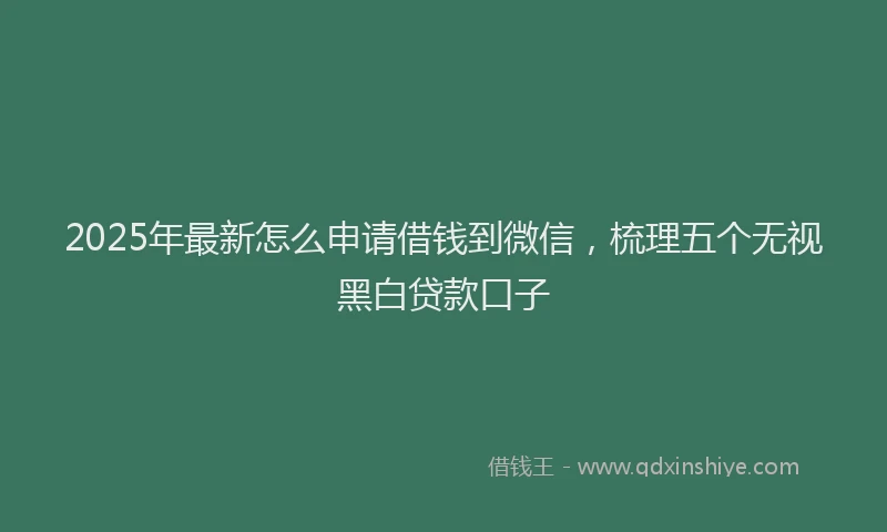 2025年最新怎么申请借钱到微信，梳理五个无视黑白贷款口子