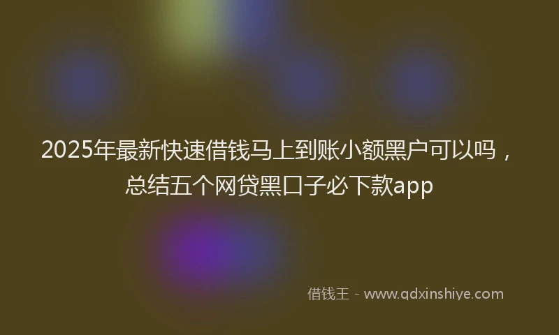 2025年最新快速借钱马上到账小额黑户可以吗，总结五个网贷黑口子必下款app