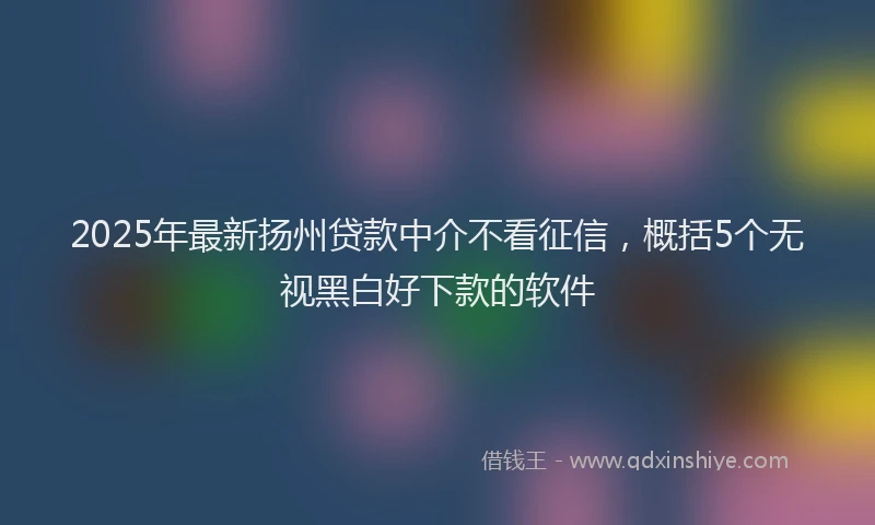 2025年最新扬州贷款中介不看征信，概括5个无视黑白好下款的软件