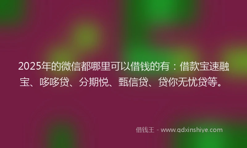 2025年的微信都哪里可以借钱的有：借款宝速融宝、哆哆贷、分期悦、甄信贷、贷你无忧贷等。
