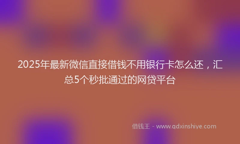 2025年最新微信直接借钱不用银行卡怎么还，汇总5个秒批通过的网贷平台