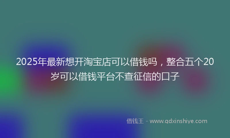 2025年最新想开淘宝店可以借钱吗，整合五个20岁可以借钱平台不查征信的口子