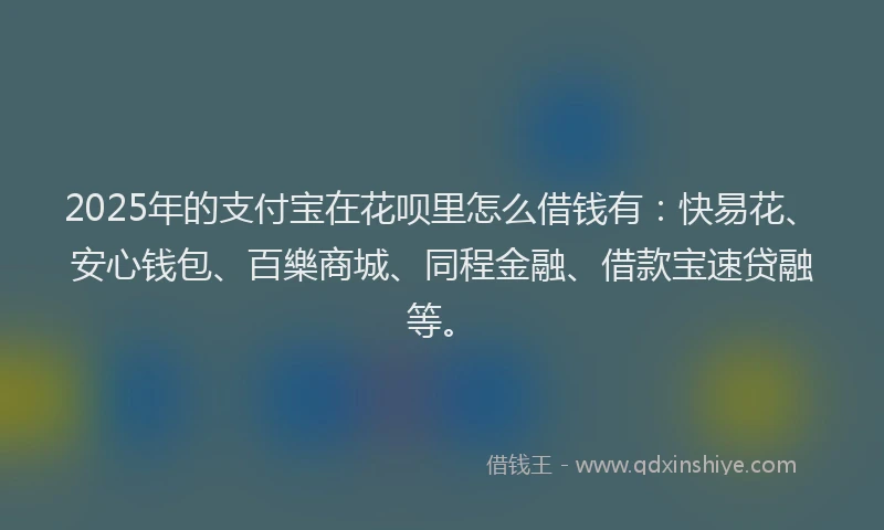 2025年的支付宝在花呗里怎么借钱有：快易花、安心钱包、百樂商城、同程金融、借款宝速贷融等。