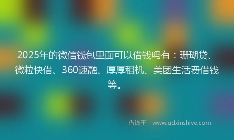 2025年的微信钱包里面可以借钱吗有：珊瑚贷、微粒快借、360速融、厚厚租机、美团生活费借钱等。
