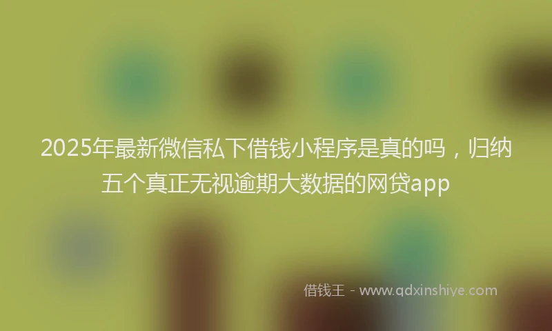 2025年最新微信私下借钱小程序是真的吗，归纳五个真正无视逾期大数据的网贷app