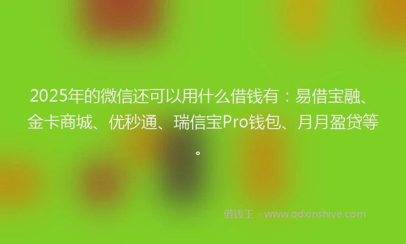 2025年的微信还可以用什么借钱有：易借宝融、金卡商城、优秒通、瑞信宝Pro钱包、月月盈贷等。