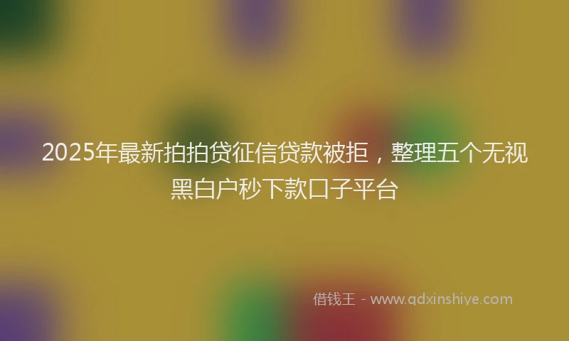 2025年最新拍拍贷征信贷款被拒，整理五个无视黑白户秒下款口子平台
