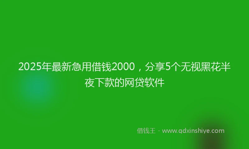 2025年最新急用借钱2000，分享5个无视黑花半夜下款的网贷软件