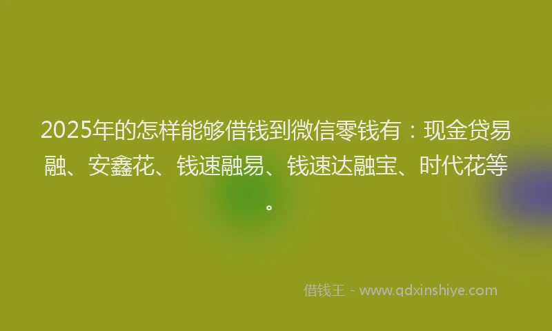2025年的怎样能够借钱到微信零钱有：现金贷易融、安鑫花、钱速融易、钱速达融宝、时代花等。