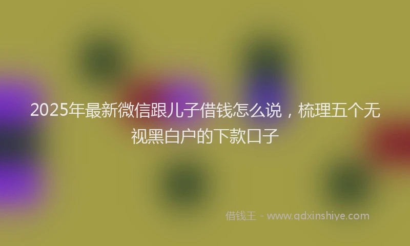 2025年最新微信跟儿子借钱怎么说，梳理五个无视黑白户的下款口子