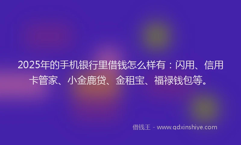 2025年的手机银行里借钱怎么样有：闪用、信用卡管家、小金鹿贷、金租宝、福禄钱包等。