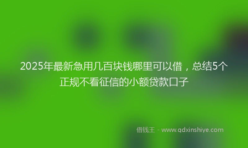 2025年最新急用几百块钱哪里可以借，总结5个正规不看征信的小额贷款口子