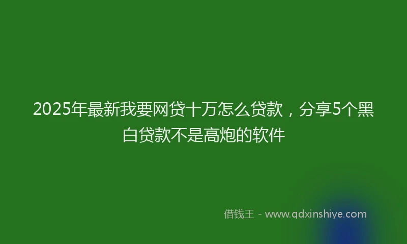 2025年最新我要网贷十万怎么贷款，分享5个黑白贷款不是高炮的软件
